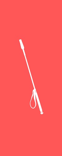 Weißer Umriss einer Gerte vor einem roten Hintergrund.